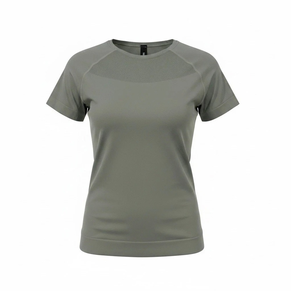 Mondetta Women's Short Sleeve Fitted Active Seamless T-Shirt, Green Size L